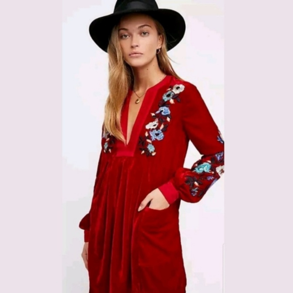 Velvet Free People Embroidered Mia Dress w Pockets
